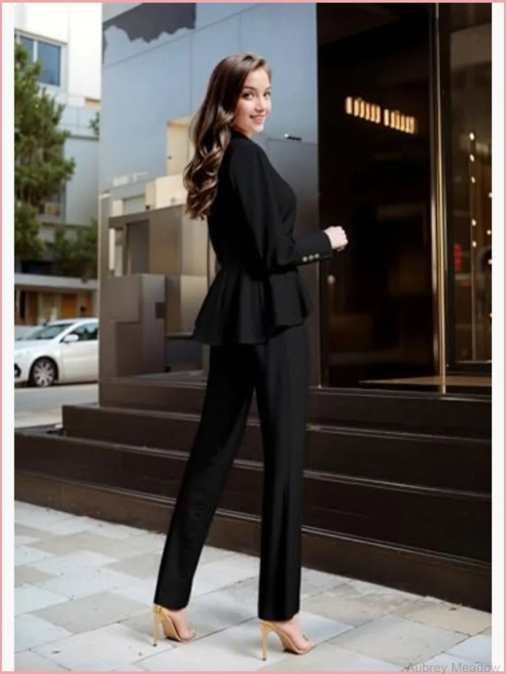 Women's Double Lapel Peplum Blazer Stretch Office Work